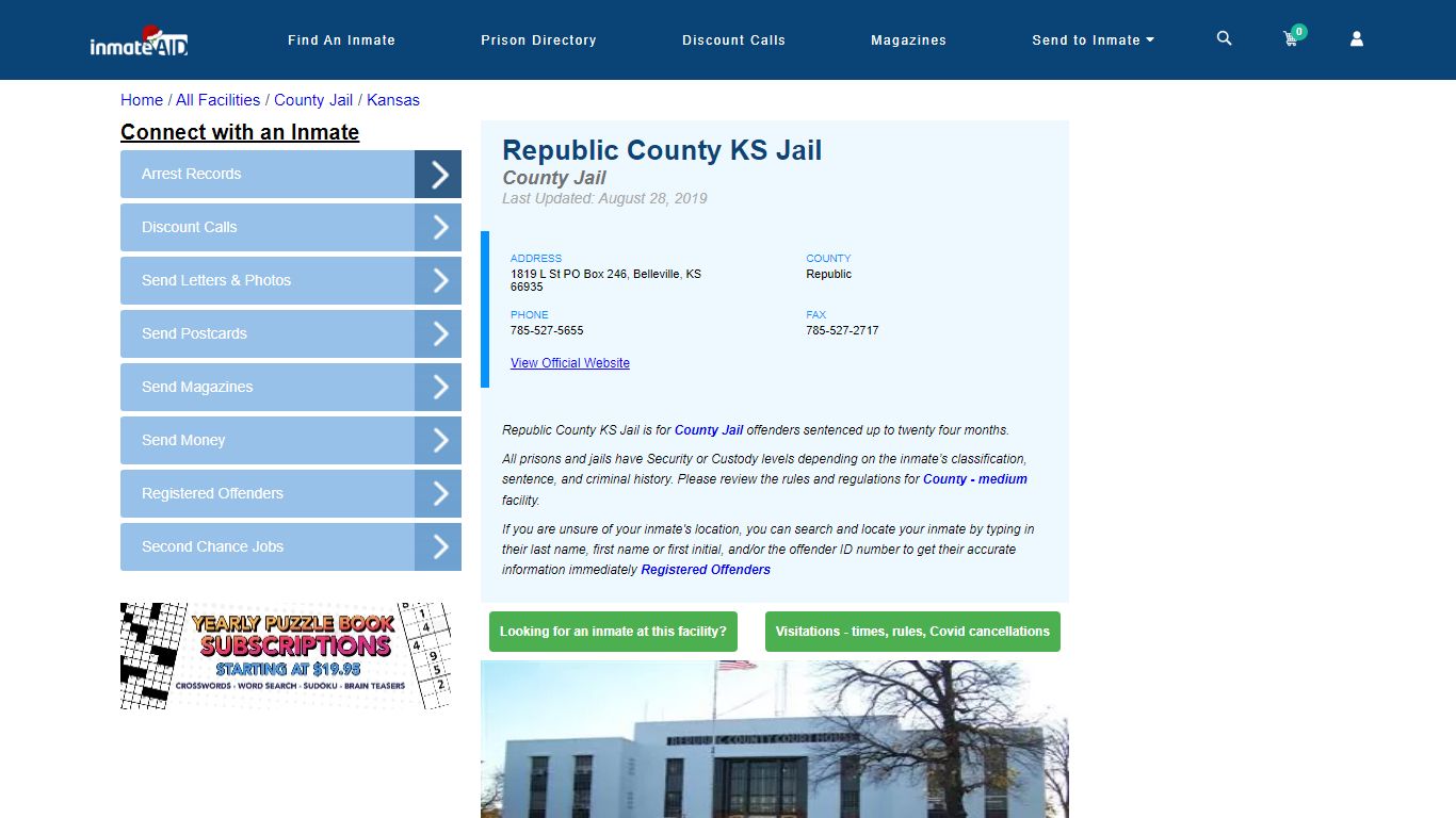Republic County KS Jail - Inmate Locator - Belleville, KS