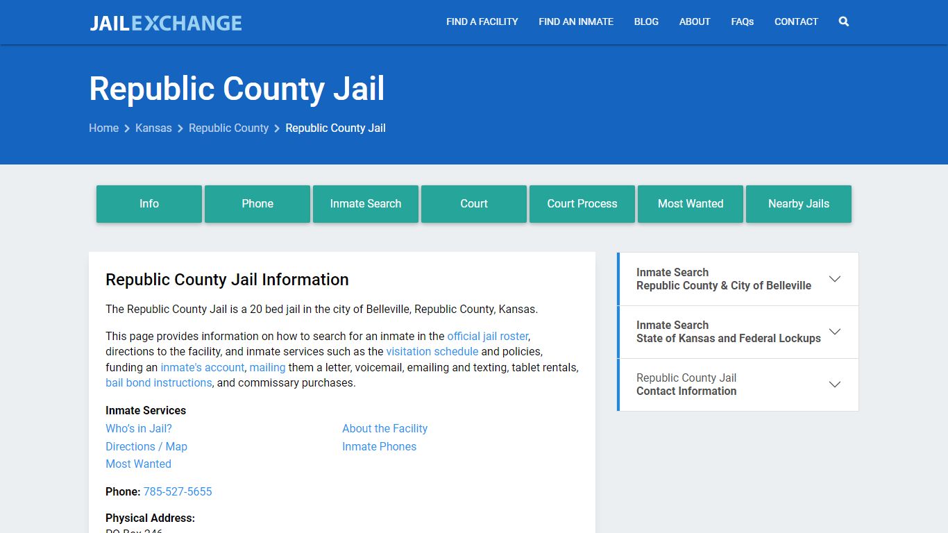 Republic County Jail, KS Inmate Search, Information